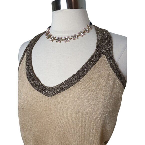 Women's Plus Sleeveless Tank Gold Metallic Dressy Shell Sleeveless Sz 22/24 - Picture 2 of 8